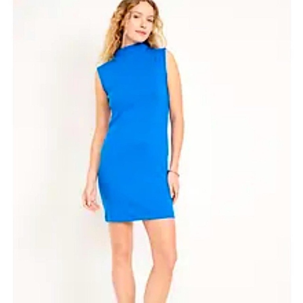 Old Navy Light Blue Sleeveless Mock Neck Mini Dress Large